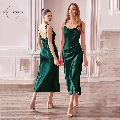 Dark-Green-Spaghetti-Straps-Cocktail-Dresses-For-Women-2023-Sexy-Side-Slit-Satin-Prom-Evening-Gowns