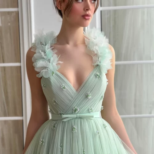 Off-the-shoulder-V-neck-3D-Flower-Cocktail-Dresses-Corset-Sashes-Sleeveless-Graduation-Gowns-A-Line-1