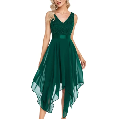 Womens-Deep-V-Neck-A-Line-Lace-Chiffon-Sleeveless-Cocktail-Dress-Floral-Lace-Lady-Party-Dress-1